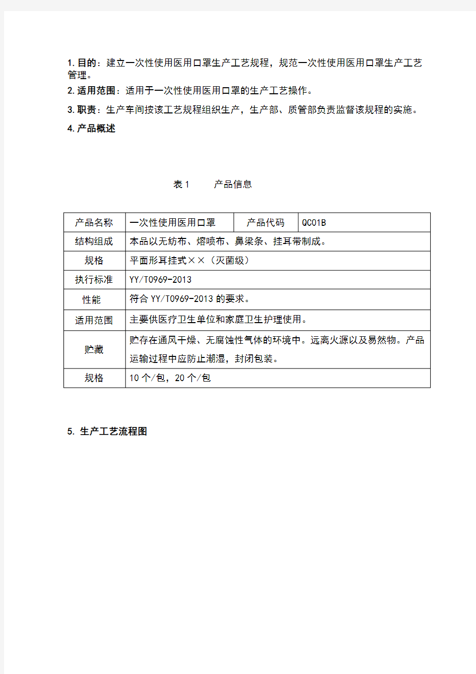 一次性使用医用口罩工艺