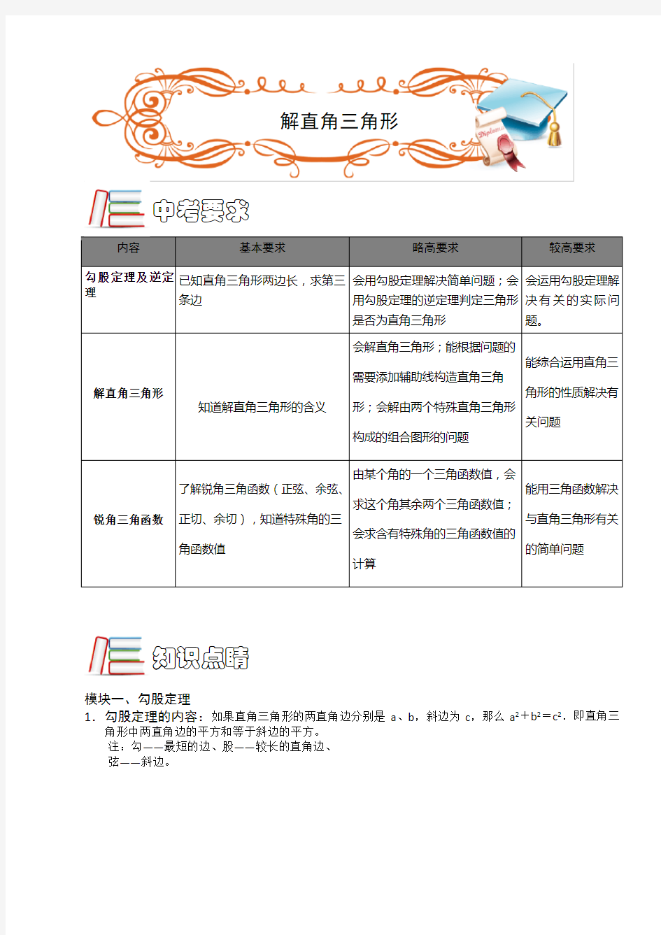 著名机构初中数学培优讲义解直角三角形.第04讲.学生版