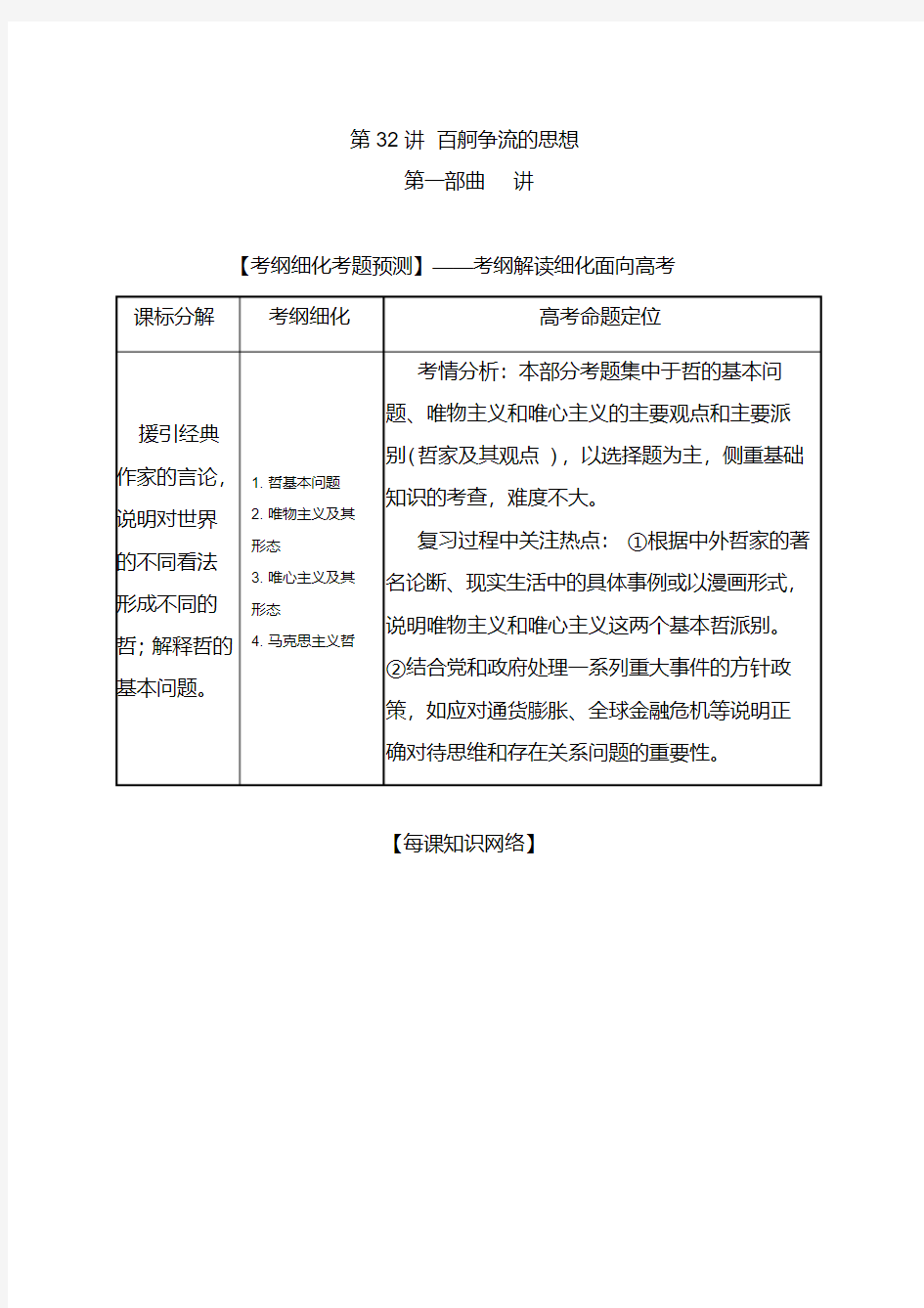 [高三政治]一轮复习人教A版百舸争流的思想教案.doc