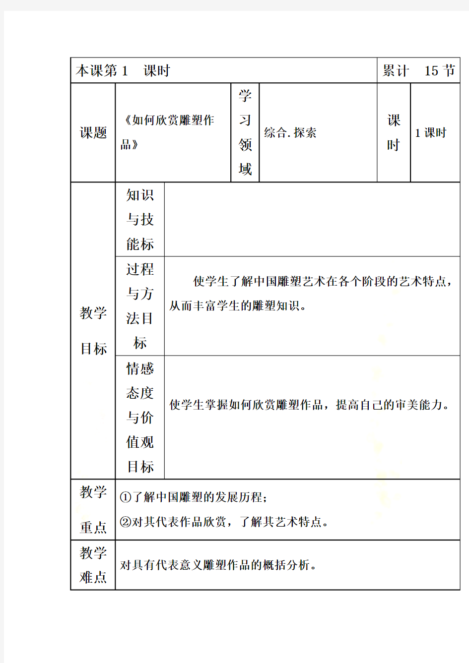 《如何欣赏雕塑作品》教学设计