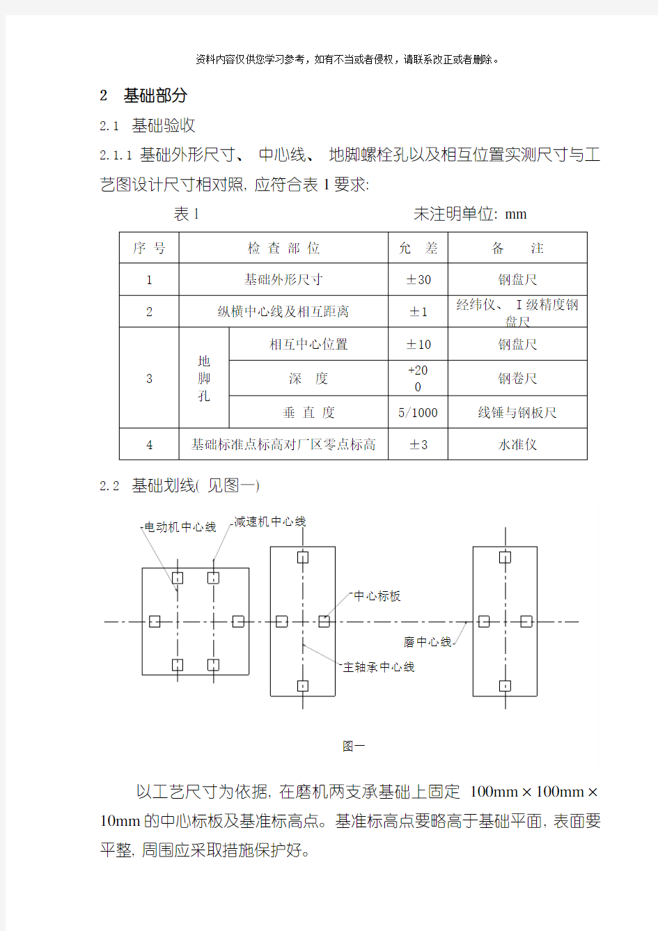 水泥磨中心传动施工方案模板