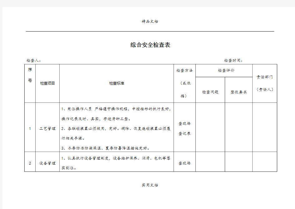 7、综合安全检查表