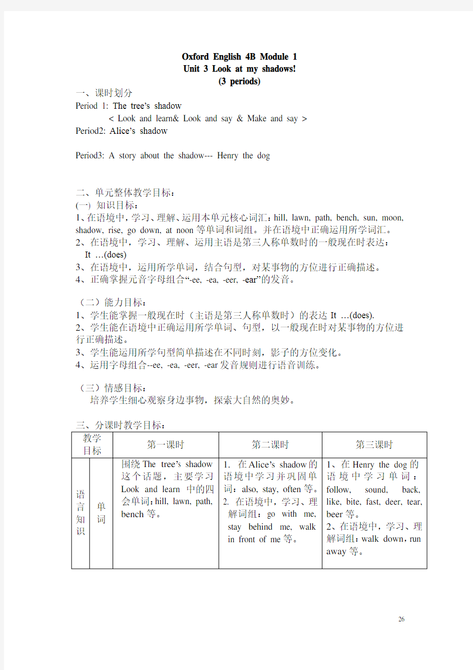 上海版 小学牛津英语 4bm1u3教案