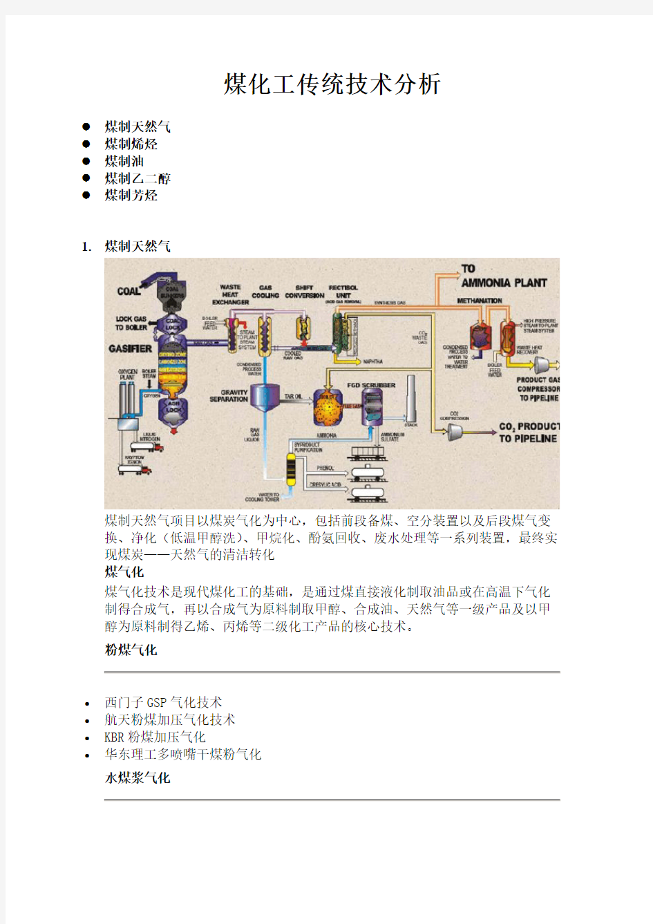 煤化工传统技术分析资料