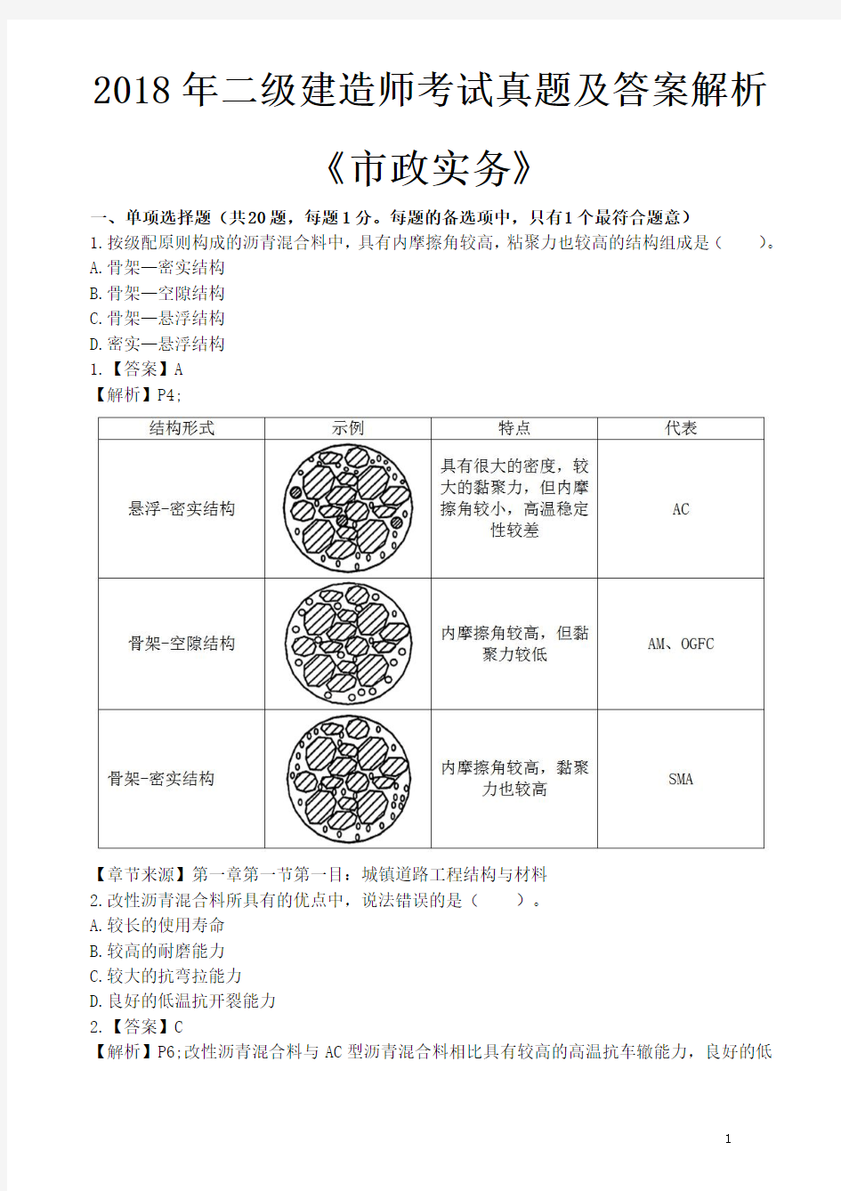 2018年二级建造师《市政实务》考试真题及答案解析