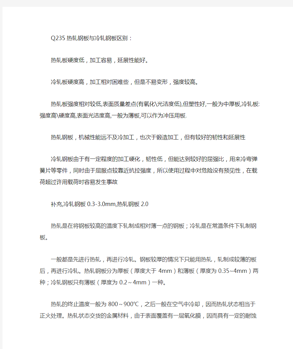 Q235热轧钢板与冷轧钢板区别