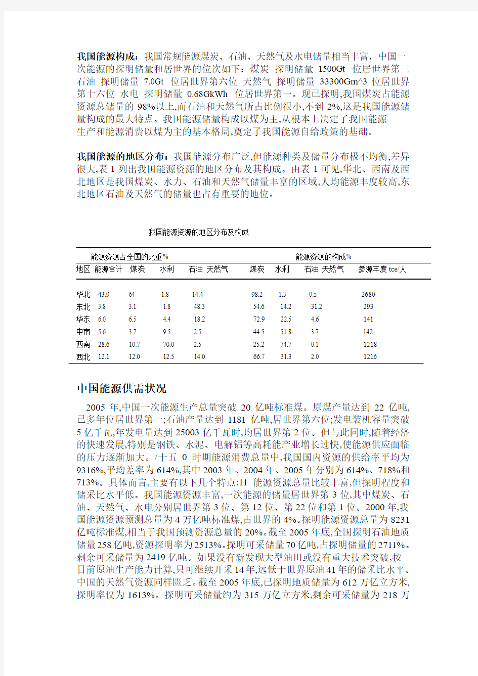 我国能源构成资料