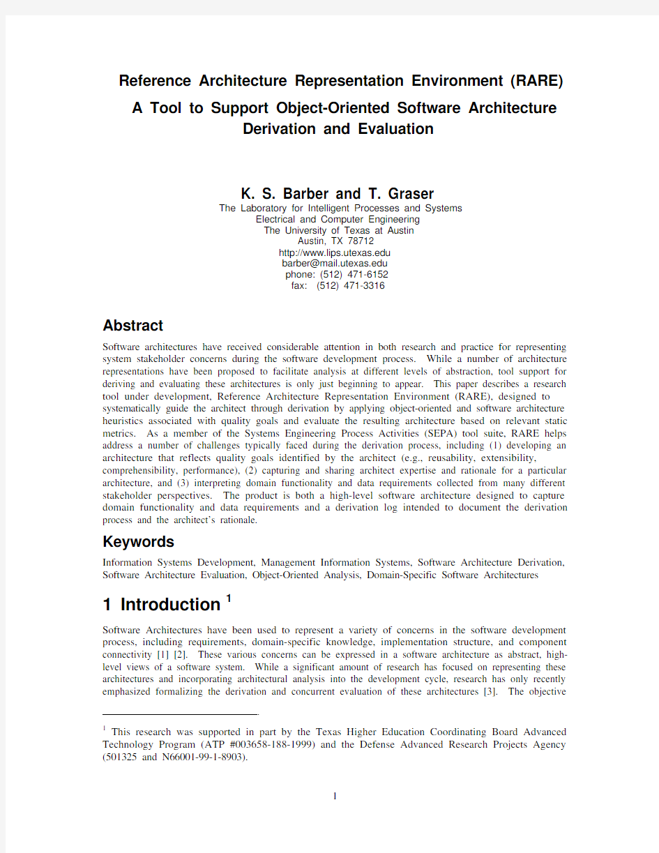 Reference Architecture Representation Environment (RARE) - A Reference Architecture Archive