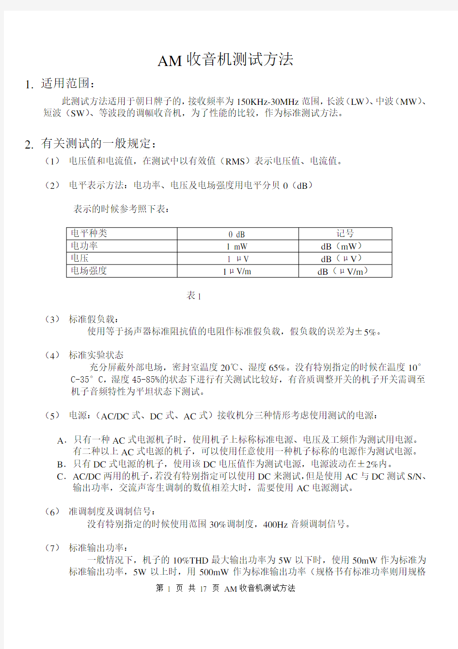 AM收音机测试方法