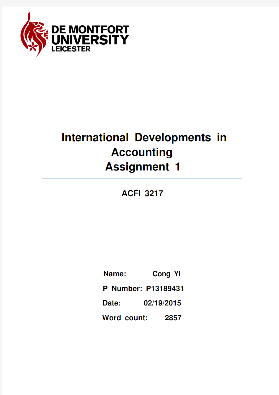 International Developments in Accounting Assignment 1