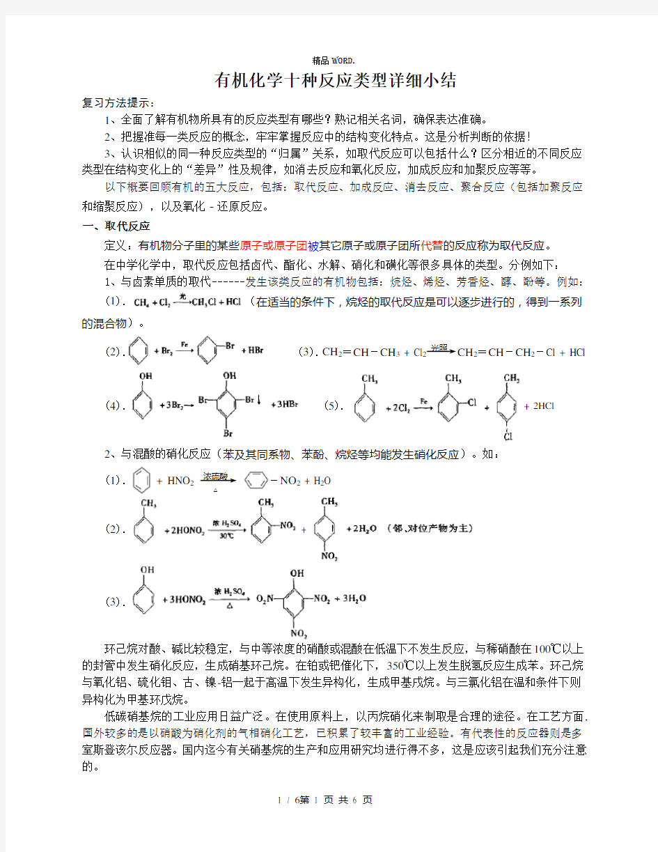 有机化学十种反应类型详细小结精美版.(优选)