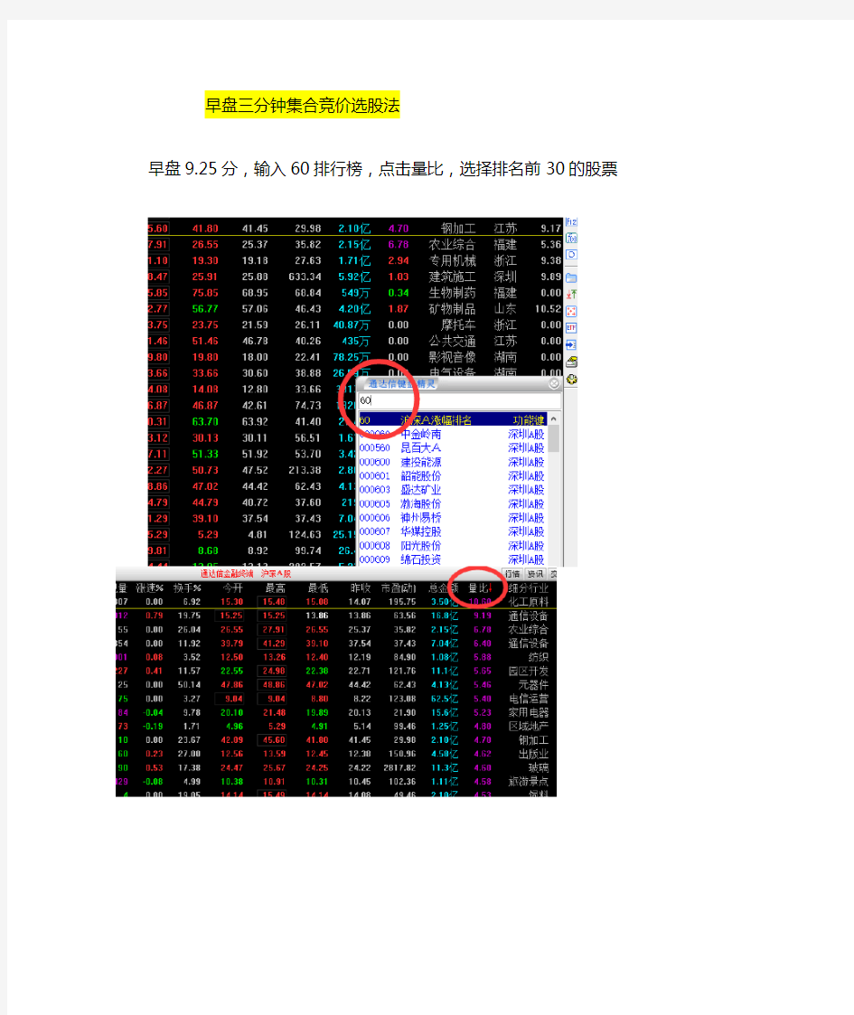 早盘3分钟集合竞价选股法