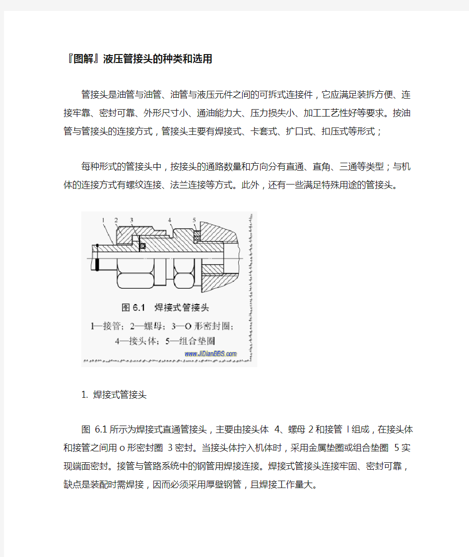 液压管接头的种类和选用