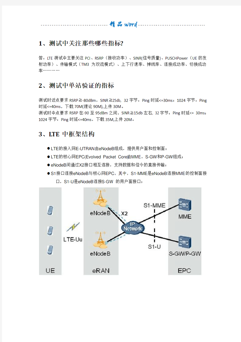 华为LTE认证面试问题完整版含答案