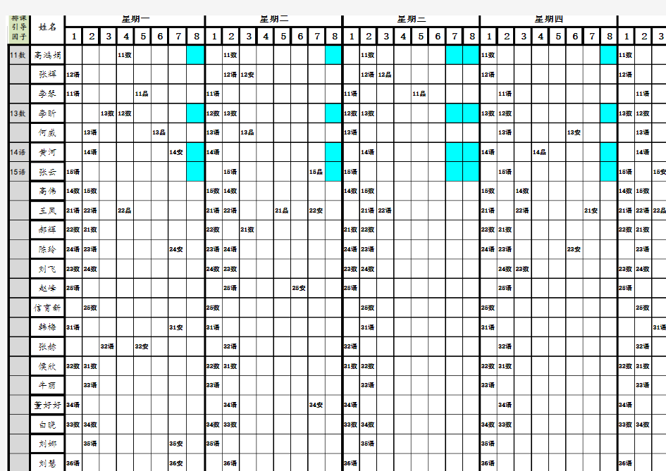 Excel简易排课系统(2018高中A版)m8节