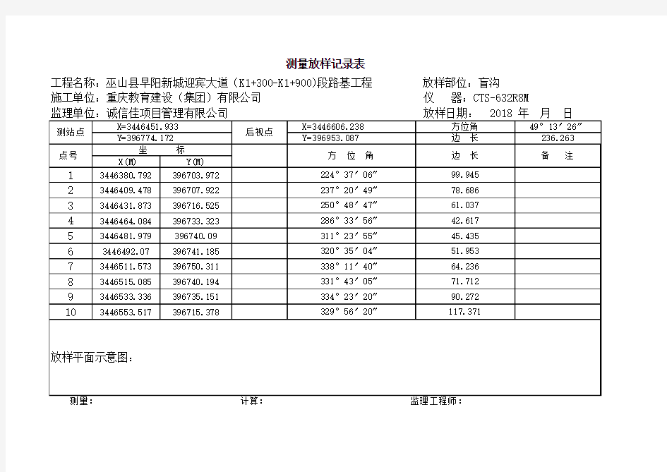 测量放样记录表