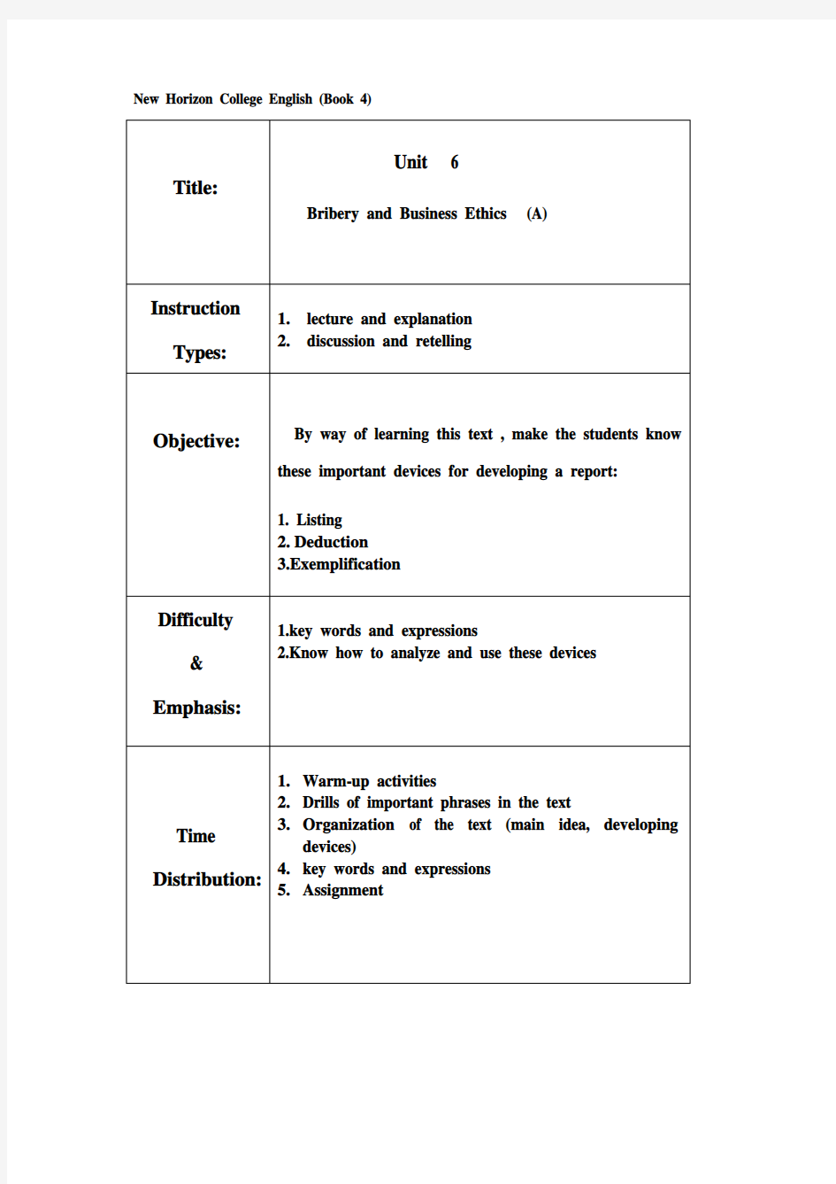 Unit6 全新版大学英语教案