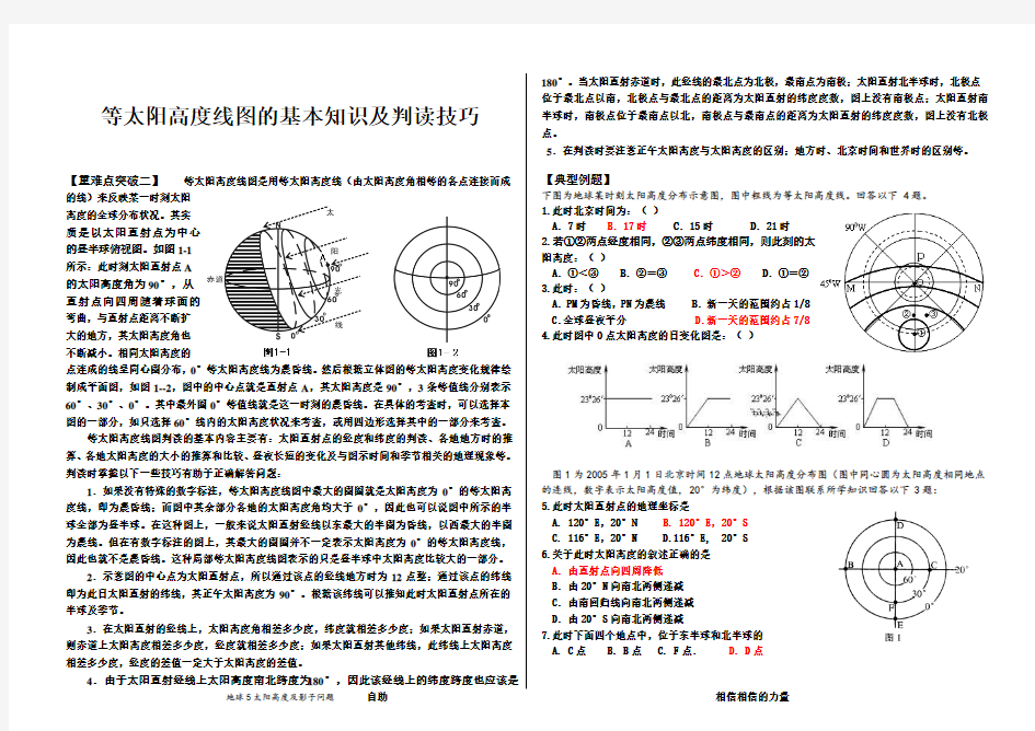 等太阳高度线图的基本知识及判读技巧