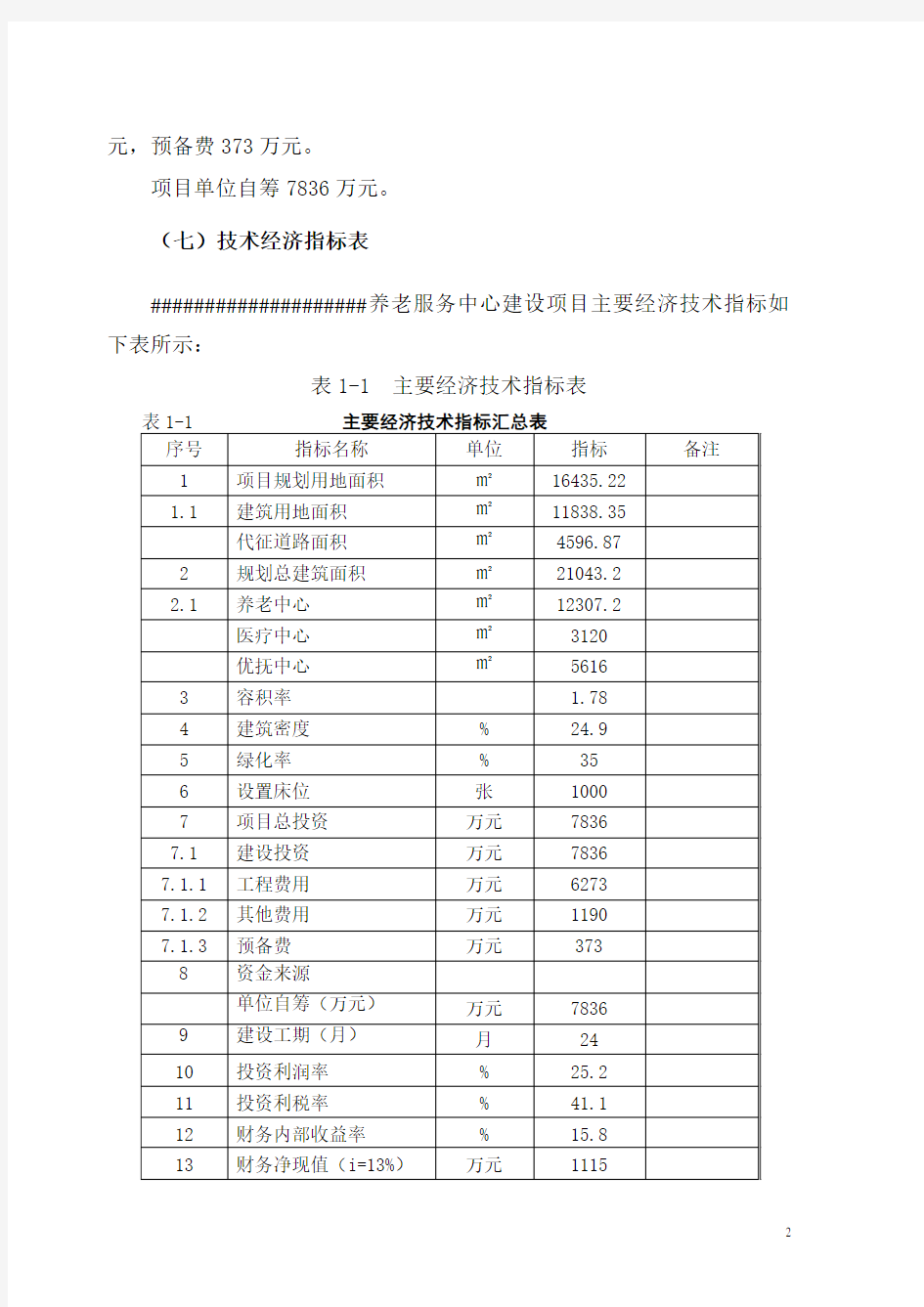 养老服务中心建设项目可行性研究报告书正文