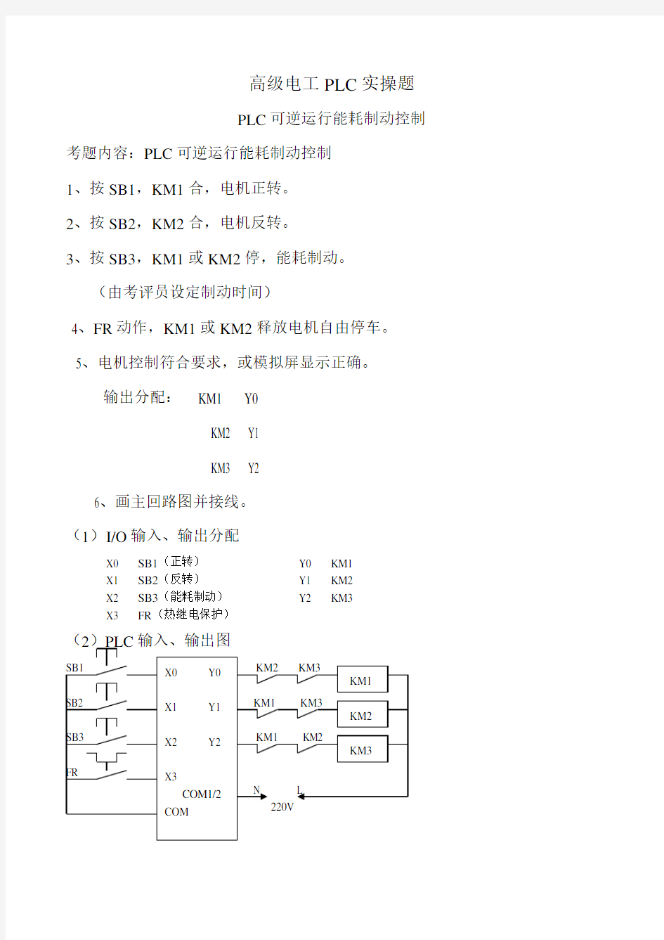 高级电工PLC实操题