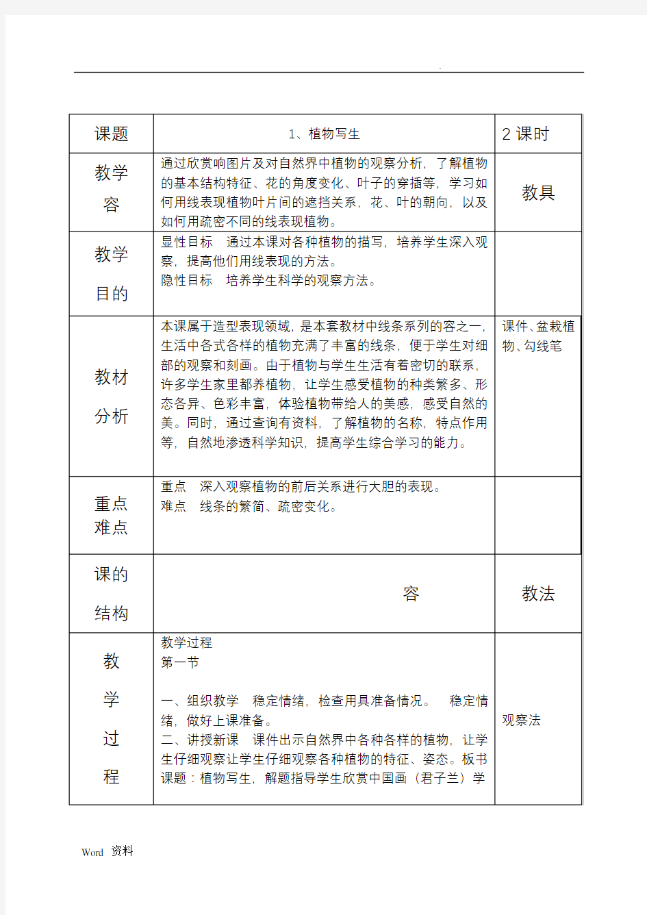 四年级美术下册教案及教学设计