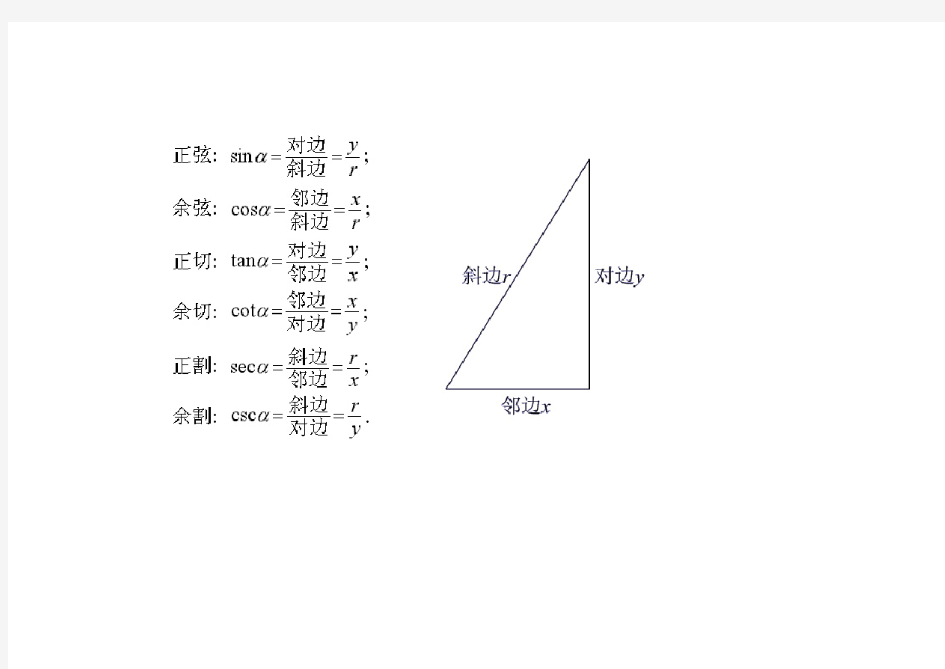 高中数学三角函数公式大全(1)