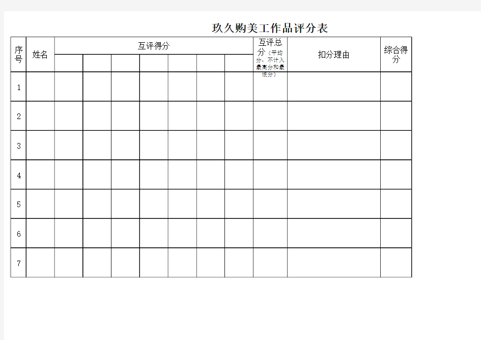 美工作品评分表