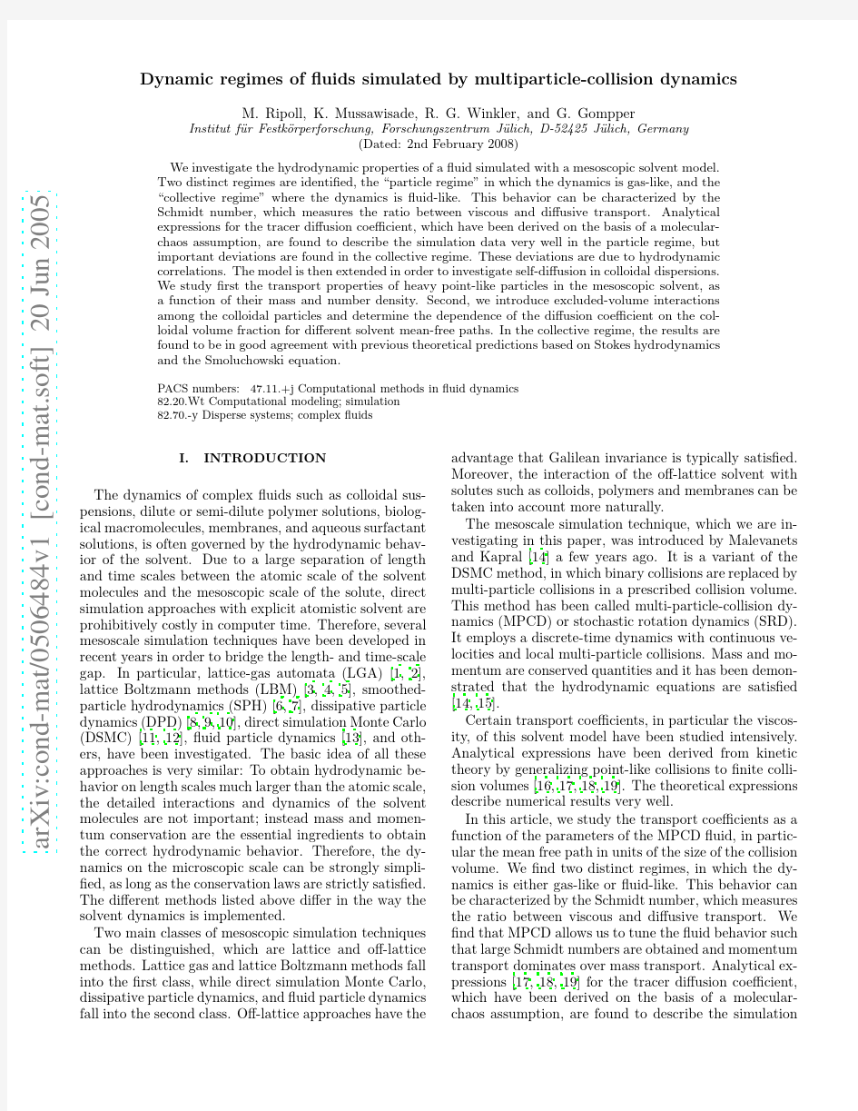 Dynamic regimes of fluids simulated by multiparticle-collision dynamics