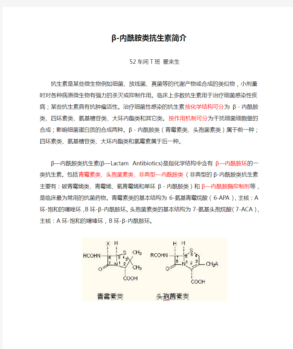 β-内酰胺类抗生素简介