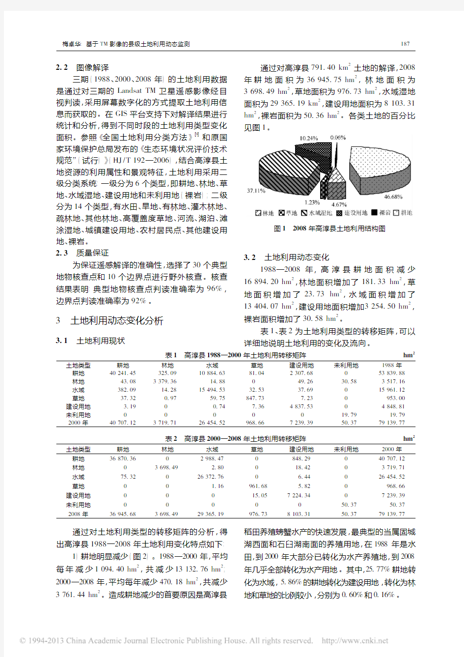 基于TM影像的县级土地利用动态监测_梅卓华