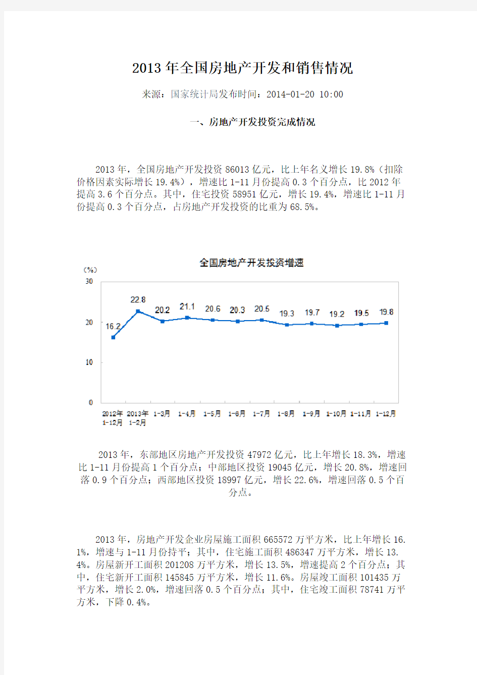 2013年全国房地产开发和销售情况