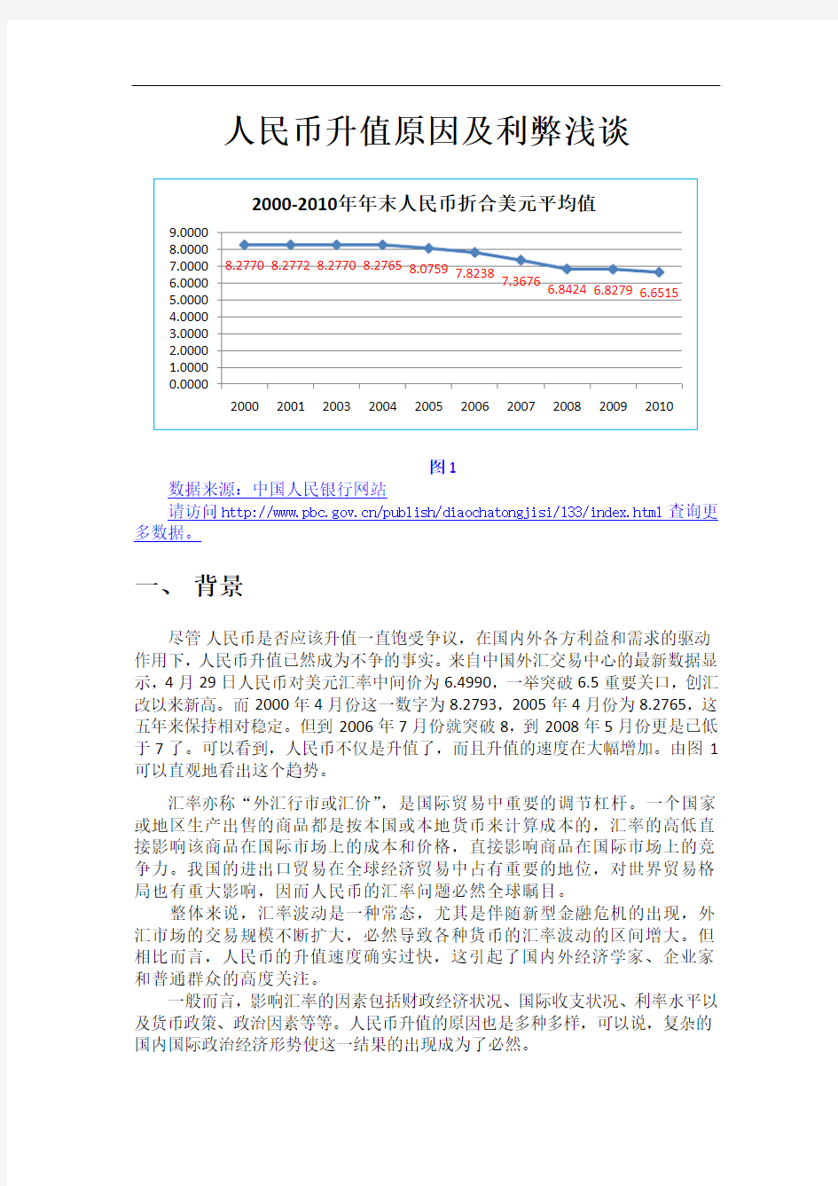 人民币升值原因浅谈