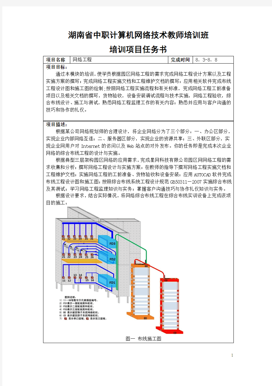 网络工程项目设计任务书