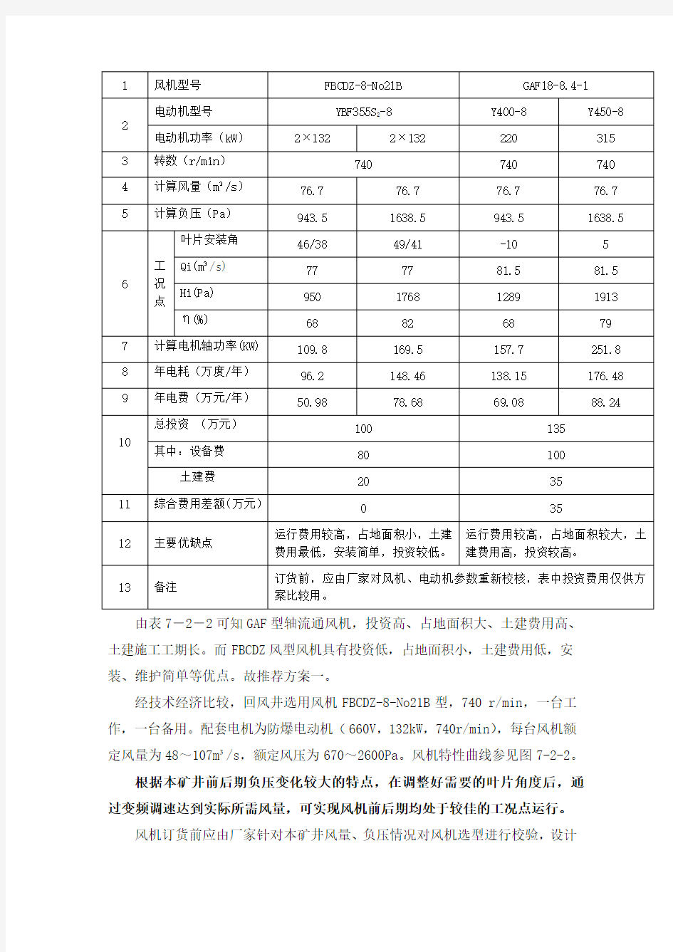 矿井通风设备选型