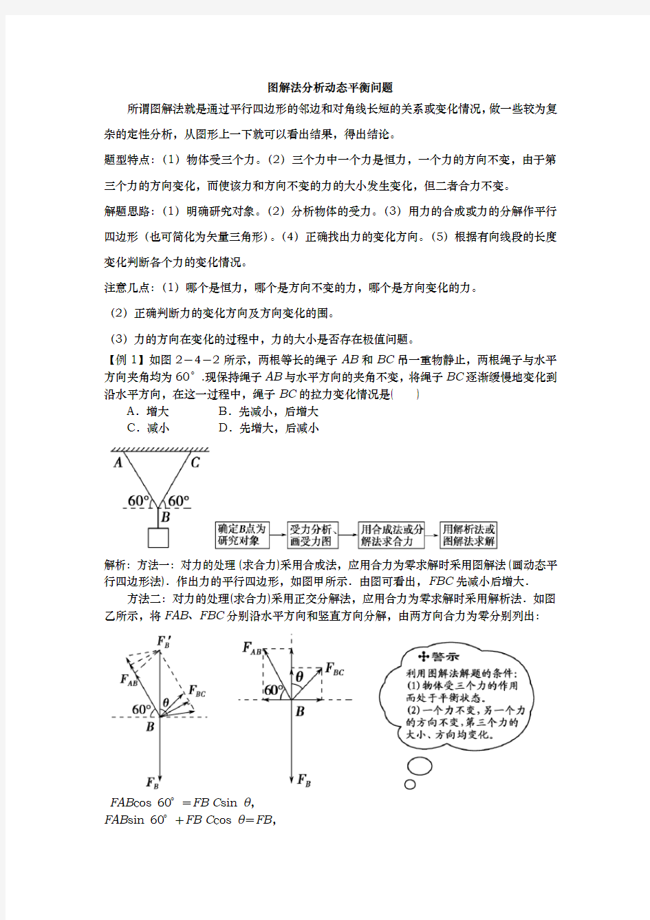 高中物理力学图解动态平衡问题与相似三角形问题