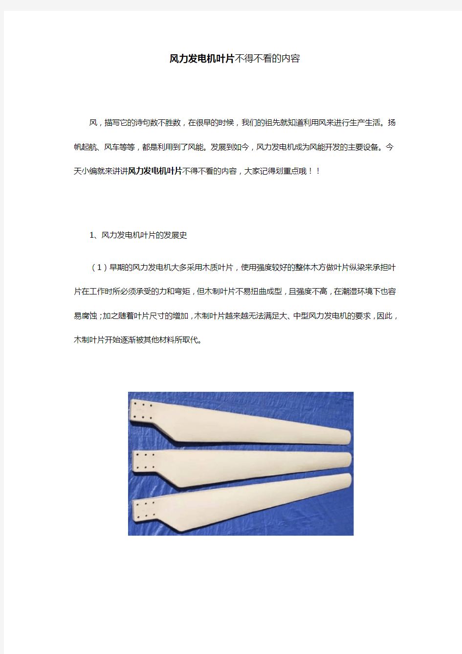 风力发电机叶片不得不看的内容