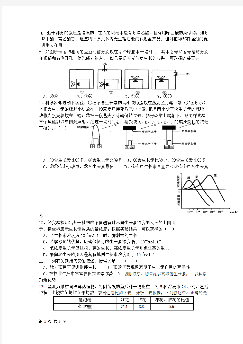 (完整版)高中生物必修3第二章测试题及答案