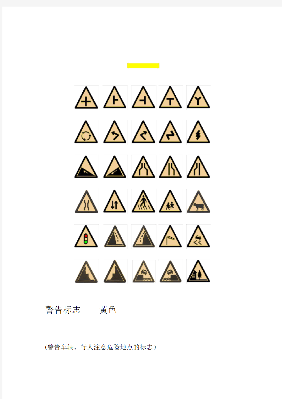 驾照科目一交通标志大全