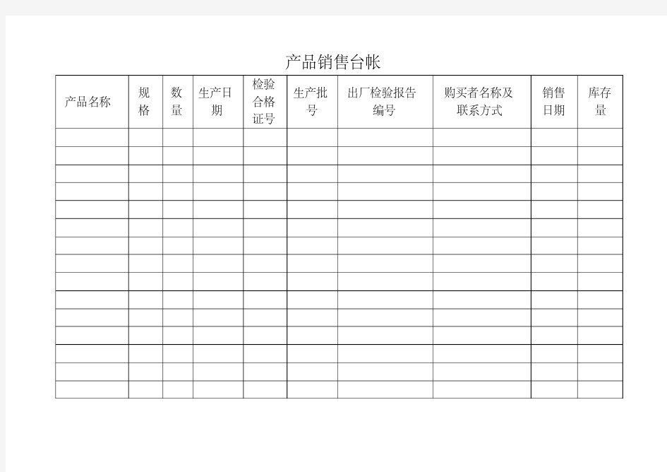 食品企业全套记录表格