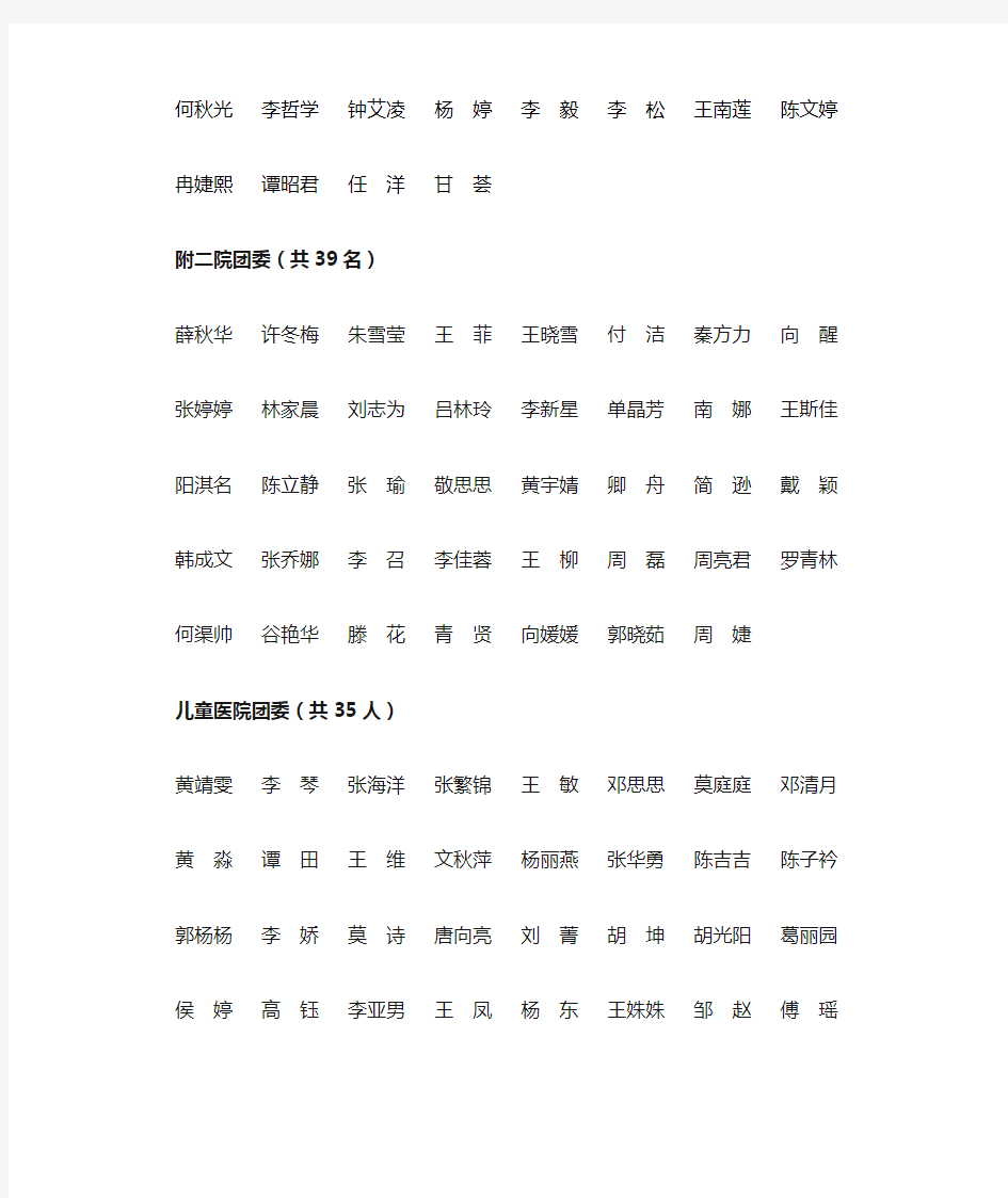 2013年度“重庆医科大学优秀共青团员”名单