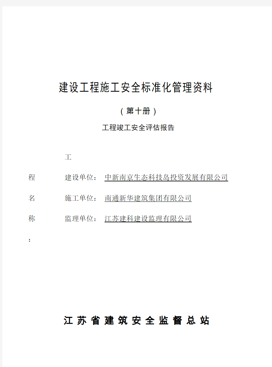 工程竣工安全评估报告第十册