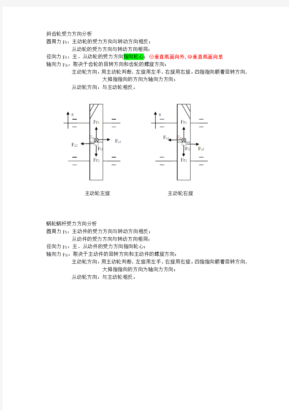 齿轮受力方向判断