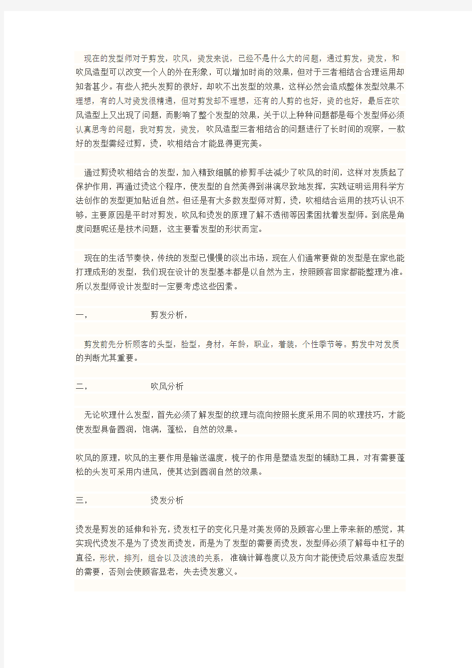 我的美发高级技师论文