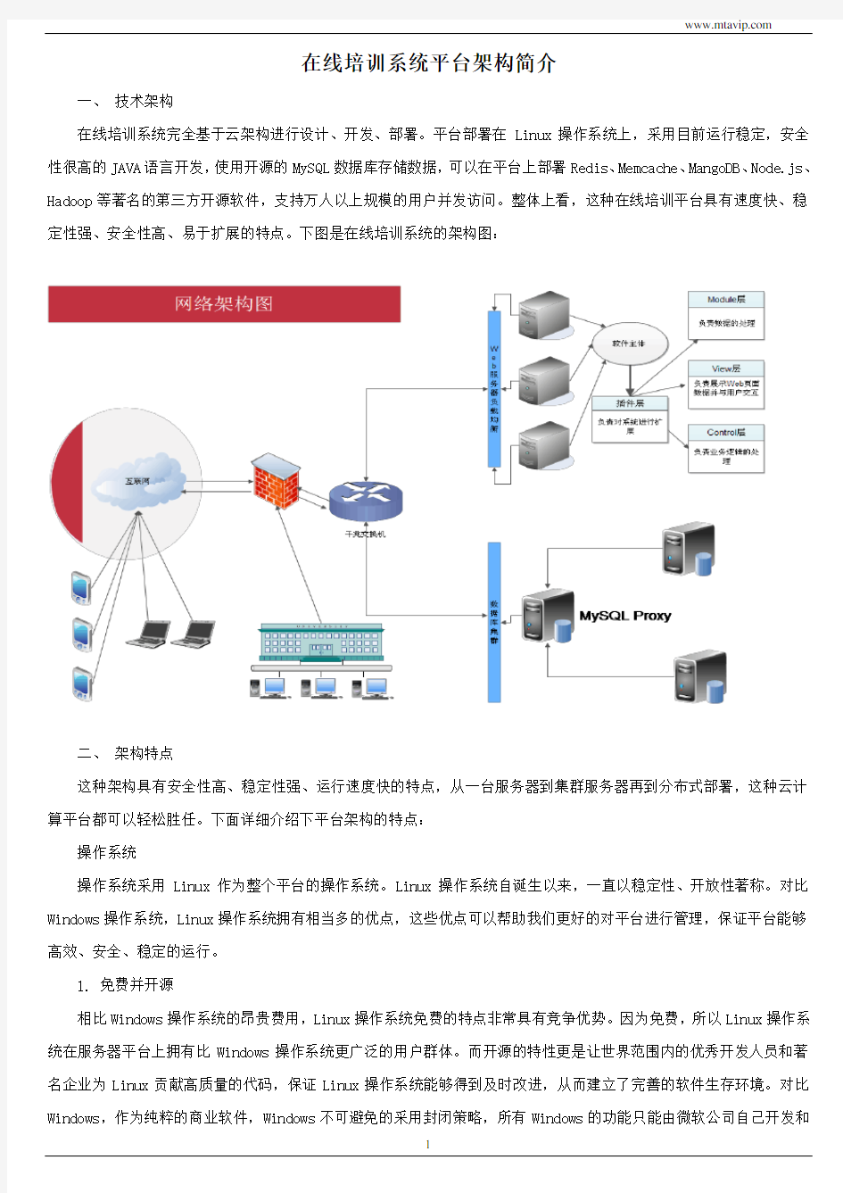 在线培训系统平台架构简介