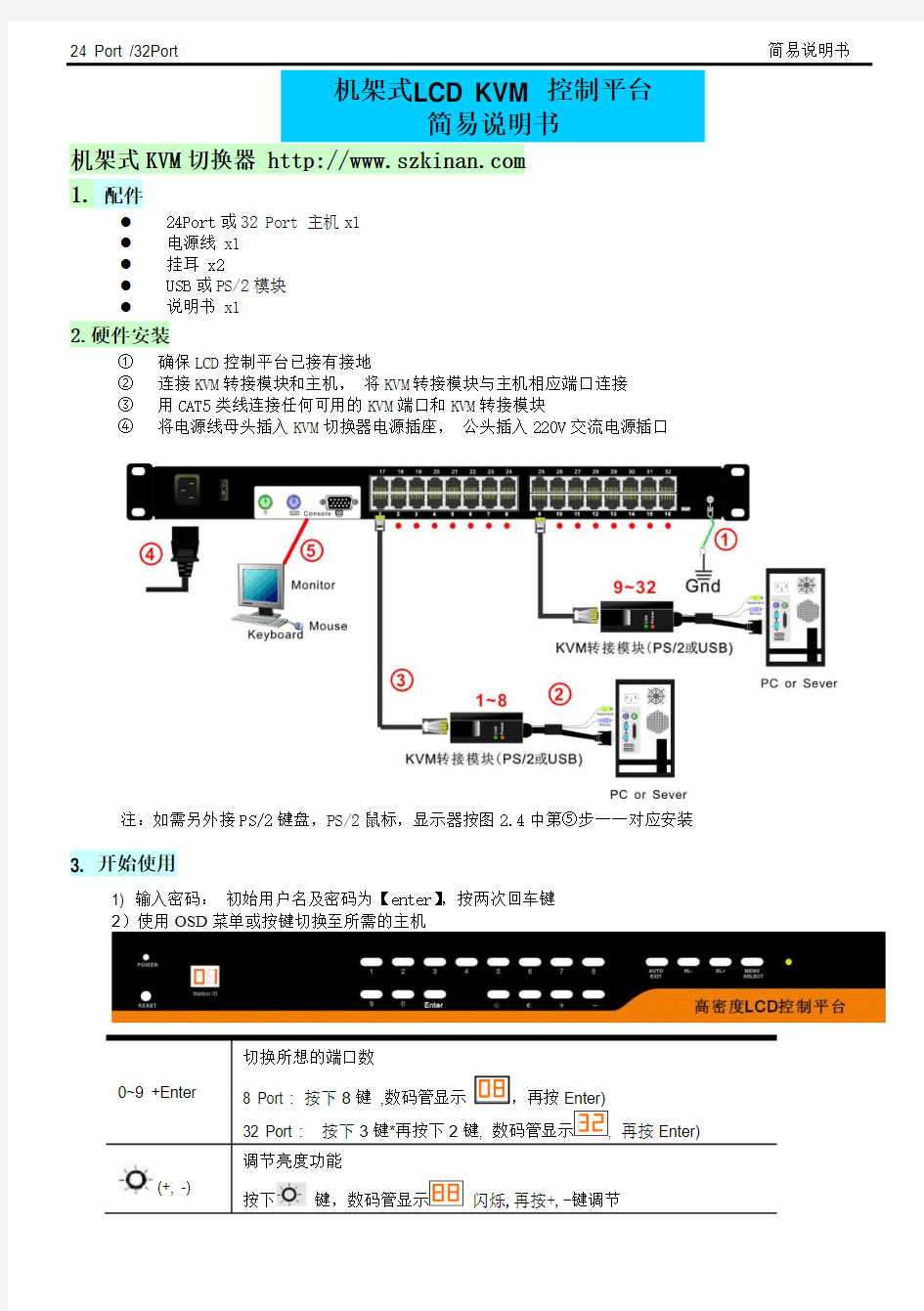 机架式KVM切换器使用说明