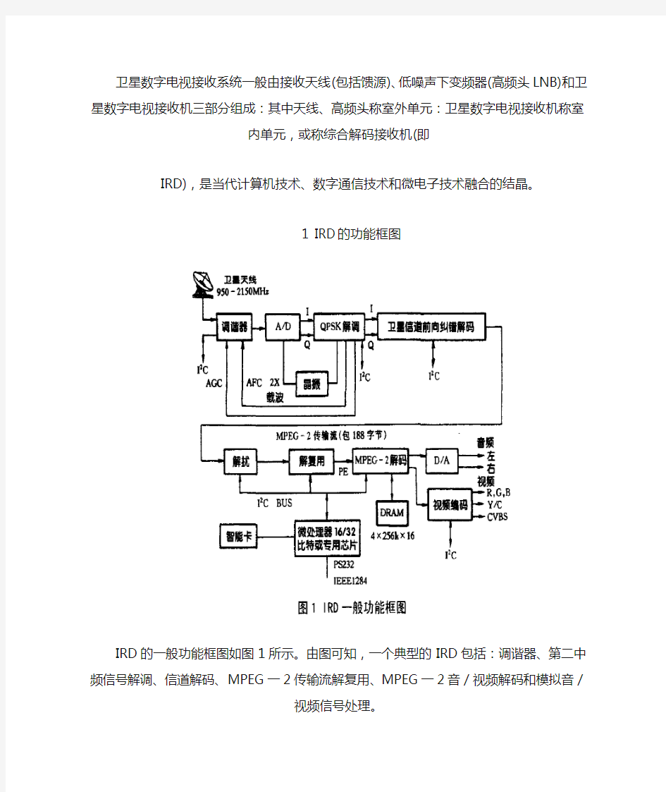 卫星数字电视接收机的工作原理