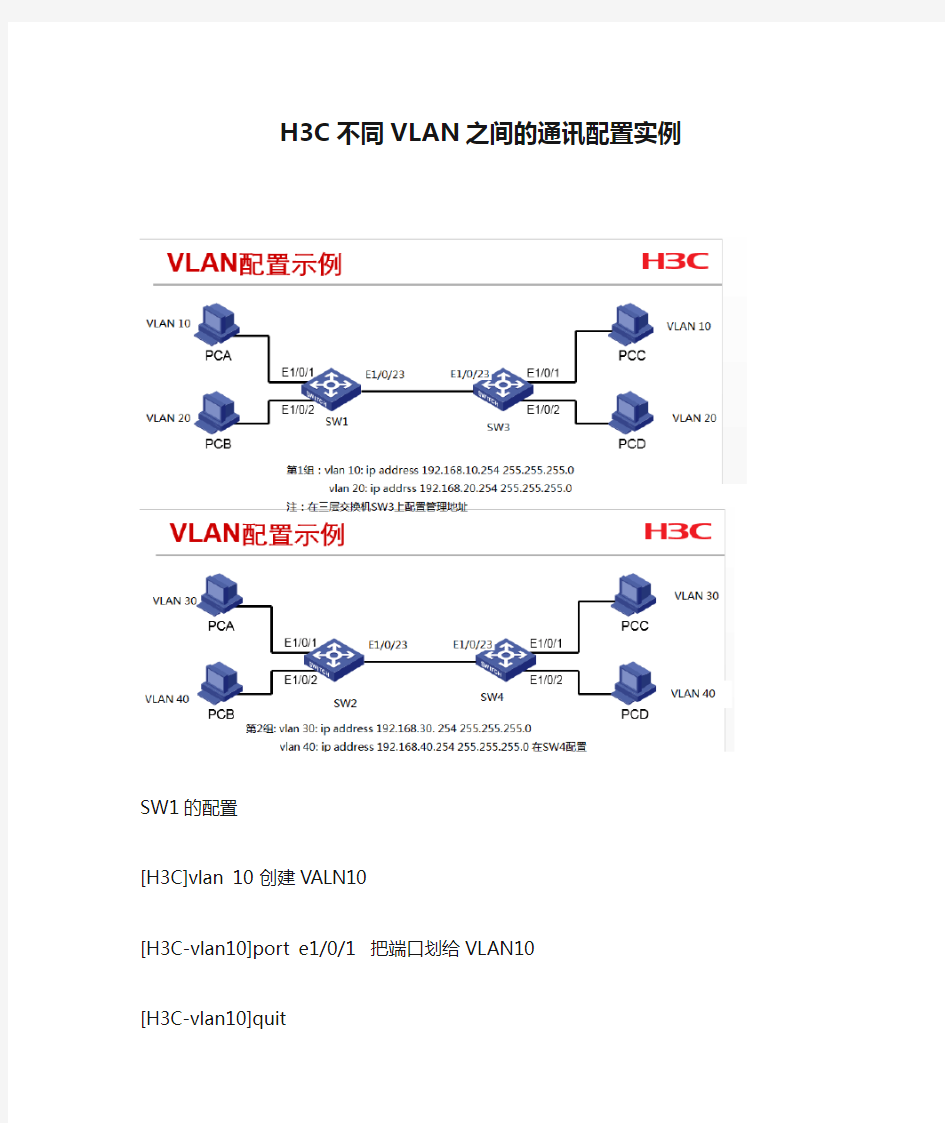 H3C不同VLAN之间的通讯配置实例