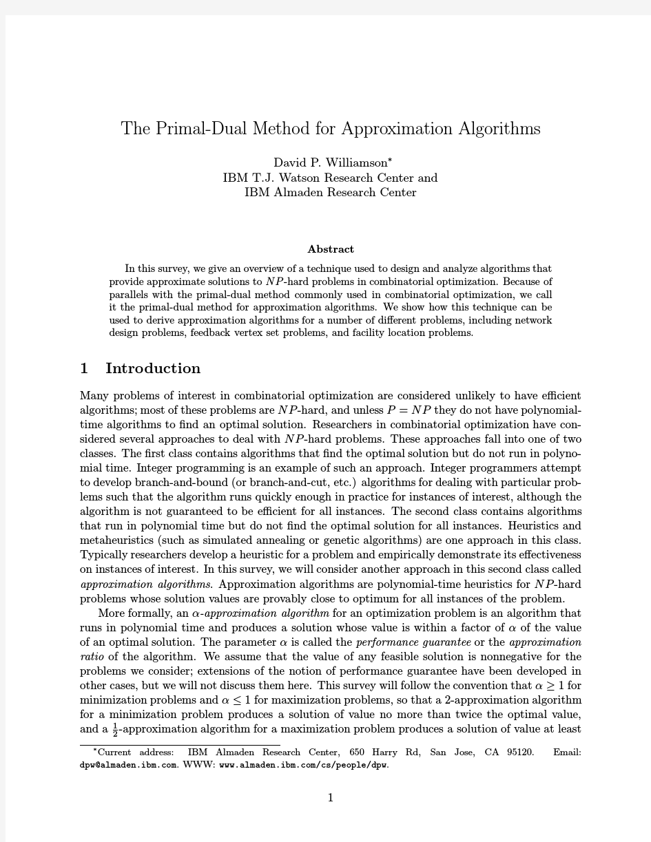 The primal-dual method for approximation algorithms and its application to network design p