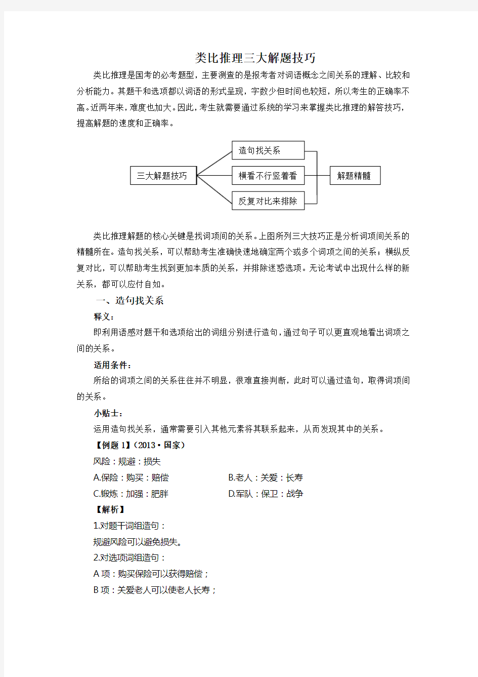 类比推理三大解题技巧