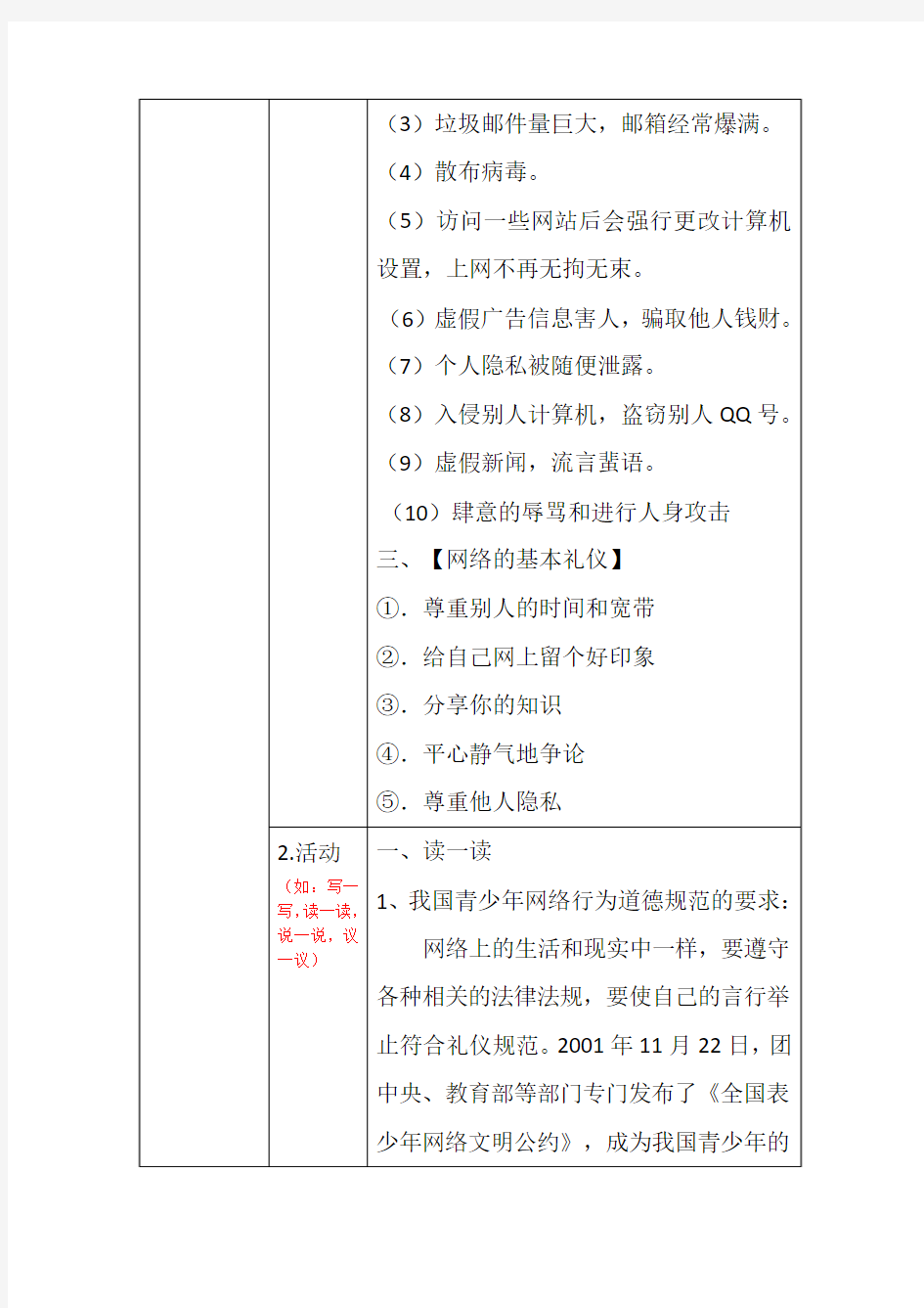 网络礼仪教案